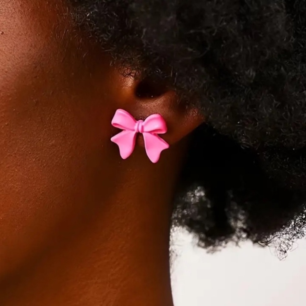 NEW Hot Pink Bow stud Earrings Girly Barbiecore - Boutique